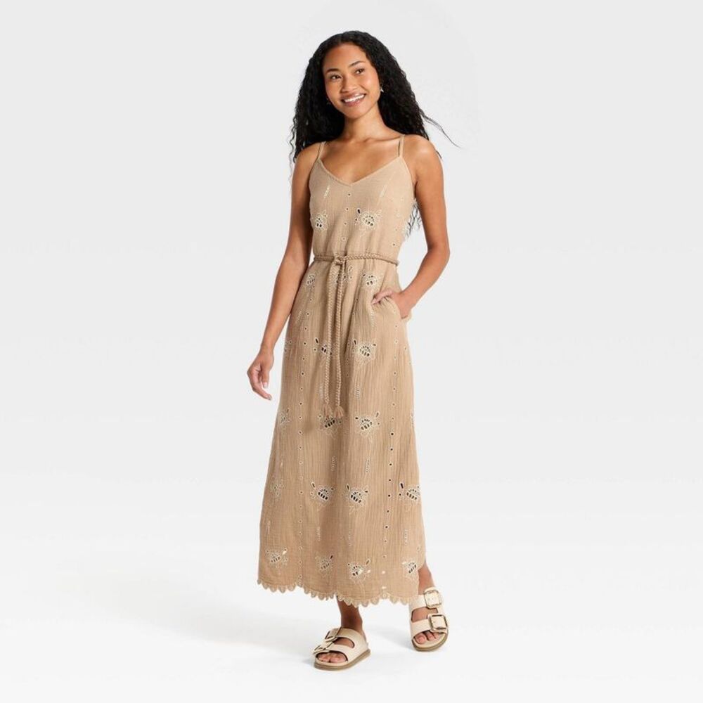 Women's Crafted Midi Sundress - Universal Thread Brown L